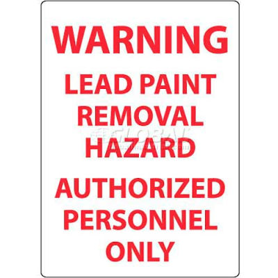 NMC M204RB Warning Lead Paint Removal Hazard Authorized Personnel Only, 14" X 10", White/Red