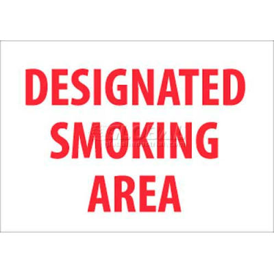 NMC M701RB No Smoking Area Sign, Designated Smoking Area, 10" X 14", White/Red