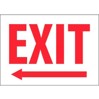 NMC MELPB Fire Sign, Exit With Left Arrow, 10" X 14", White/Red
