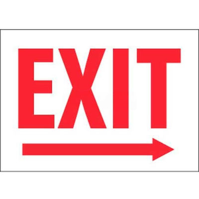 NMC MERPB Fire Sign, Exit With Right Arrow, 10" X 14", White/Red