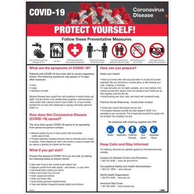COVID-19 Protect Yourself Poster, 18" X 24", Synthetic Paper