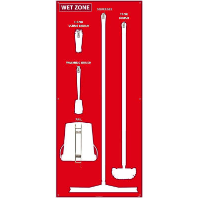 National Marker Wet Zone Shadow Board, Red/White,68 X 30, Pro Series Acrylic - SB109FG