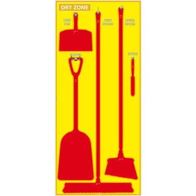 National Marker Dry Zone Shadow Board, Yellow/Red,68 X 30, ACP, Aluminum Composite Panel - SB138ACP