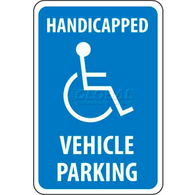 NMC TM10G Traffic Sign, Handicapped Vehicle Parking, 18" X 12", White/Blue
