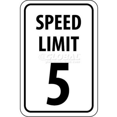 NMC TM17G Traffic Sign, 5 MPH Speed Limit Sign, 18" X 12", White/Black