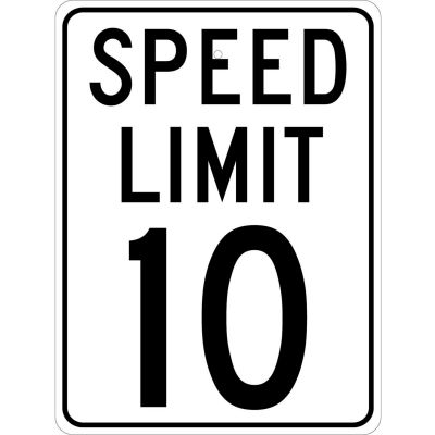 NMC TM18J Traffic Sign, 10 MPH Speed Limit Sign, 24" X 18", White/Black