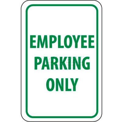NMC TM52G Traffic Sign, Employee Parking Only, 18" X 12", White/Green
