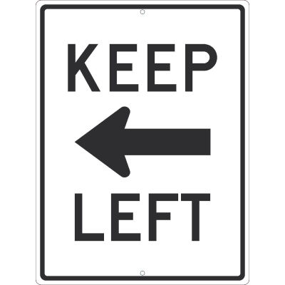 NMC TM531K Traffic Sign, Keep Left Arrow (Graphic), 24" x 18", White