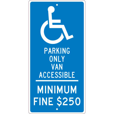 NMC TMS308H Traffic Sign, Reserved Van Parking California, 24" X 12", Blue