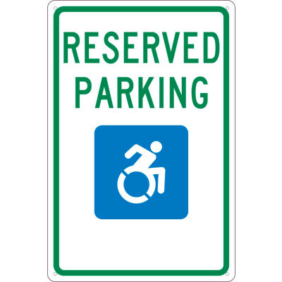 NMC TMS326G Traffic Sign, Reserved Parking New York, 18" X 12", White