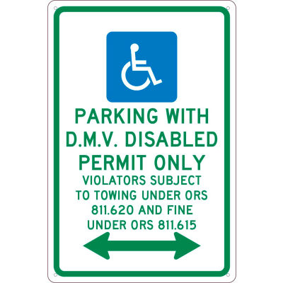 NMC TMS332G Traffic Sign, Reserved Parking Oregon, 18" X 12", White
