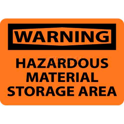 NMC W285RB OSHA Sign, Warning Hazardous Material Storage Area, 10" X 14", Orange/Black