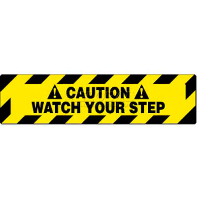 NMC WFS625 Walk On Floor Sign, Caution Watch Your Step, 6" X 24", Yellow/Black