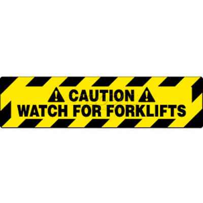 NMC WFS629 Walk On Floor Sign, Caution Watch For Forklifts, 6" X 24", Yellow/Black