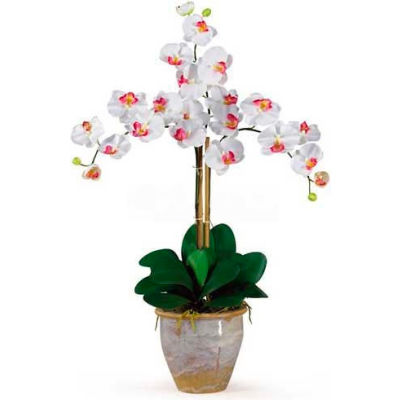 Nearly Natural Triple Phalaenopsis Silk Orchid Flower Arrangement, White