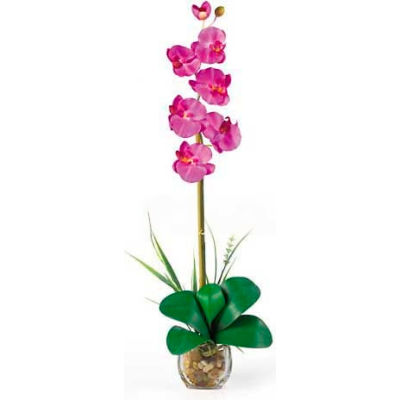 Nearly Natural Single Phalaenopsis Liquid Illusion Silk Flower Arrangement, Orchid