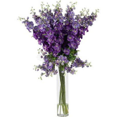 Nearly Natural Delphinium Silk Flower Arrangement, Purple