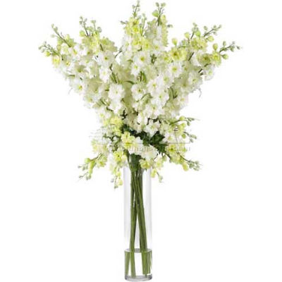Nearly Natural Delphinium Silk Flower Arrangement, White