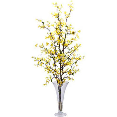 Nearly Natural Forsythia with Vase Silk Flower Arrangement