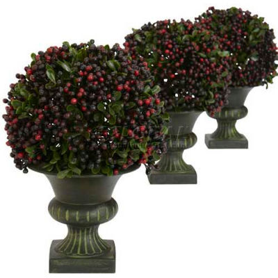 Nearly Natural Pepper Berry Ball Topiary (Set of 3)