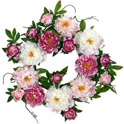 Nearly Natural 22'' Peony Wreath