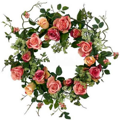 Nearly Natural 20'' Rose Wreath