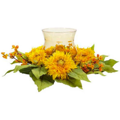 Nearly Natural Golden Sunflower Candelabrum Silk Flower Arrangement