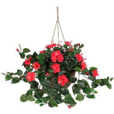 Nearly Natural Hibiscus Hanging Basket