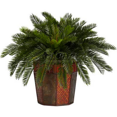 Nearly Natural Cycas with Octagon Vase Silk Plant
