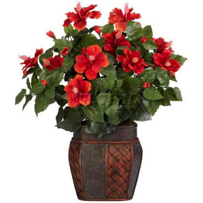 Nearly Natural Hibiscus with Vase Silk Plant