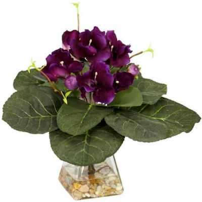 Nearly Natural Gloxinia with Vase Silk Plant
