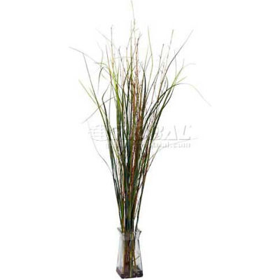 Nearly Natural Grass & Bamboo with Glass Vase Silk Plant