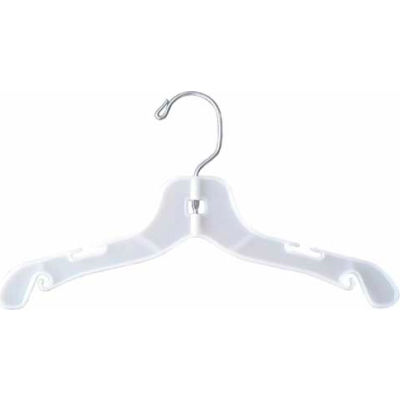 NAHANCO 1412 Dress Hanger-Super Heavy Weight, 12"L, Plastic-WH, Pkg Qty 100