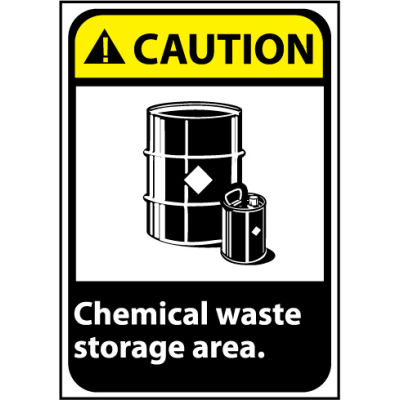 Caution Sign 14x10 Rigid Plastic - Chemical Waste Storage Area