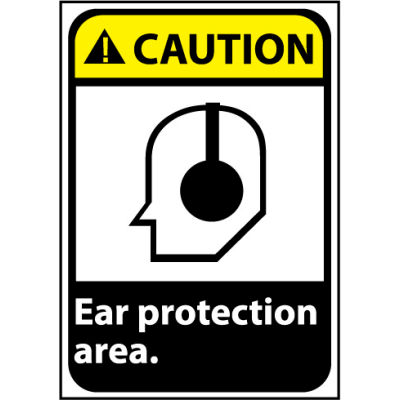 Caution Sign 14x10 Rigid Plastic - Ear Protection Area