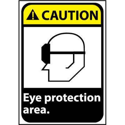 Caution Sign 14x10 Rigid Plastic - Eye Protection Area