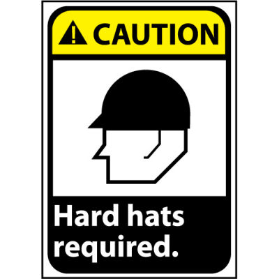 Caution Sign 14x10 Rigid Plastic - Hard Hat Required