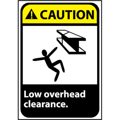 Caution Sign 14x10 Vinyl - Low Overhead Clearance