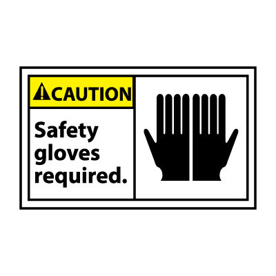 Graphic Machine Labels - Caution Safety Gloves Required