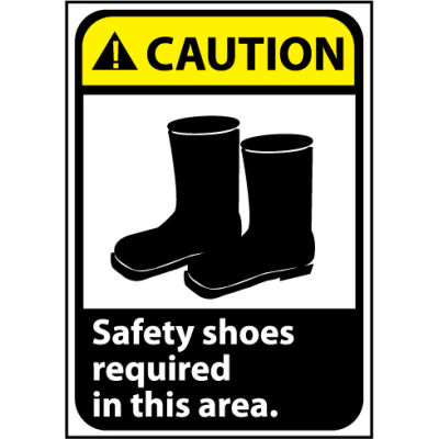 Caution Sign 10x7 Vinyl - Safety Shoes Required | B66743 ...