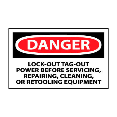 Machine Labels - Danger Lock-Out Tag-Out Power Before Servicing