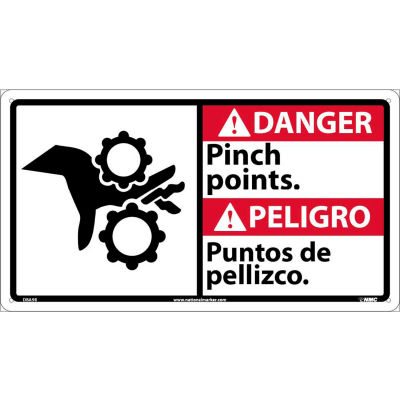 Bilingual Plastic Sign - Danger Pinch Points