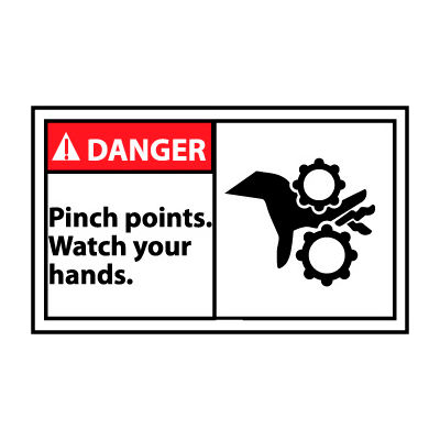 Graphic Machine Labels - Danger Pinch Points Watch Your Hands