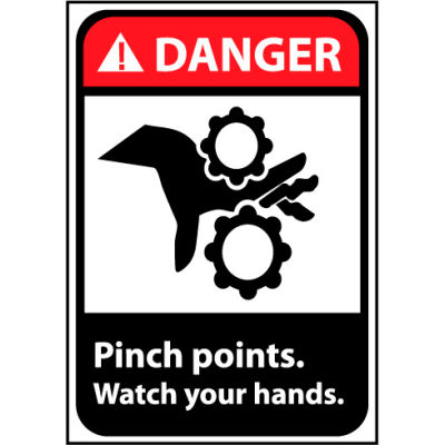 Danger Sign 10x7 Vinyl - Pinch Points Watch Your Hands