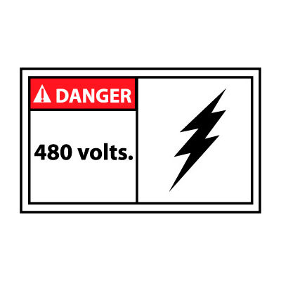 Graphic Machine Labels - Danger 480 Volts