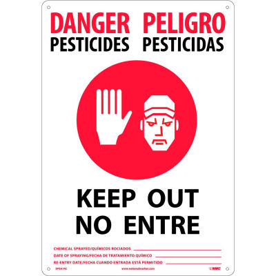 Bilingual Plastic Sign - Danger Pesticides Keep Out