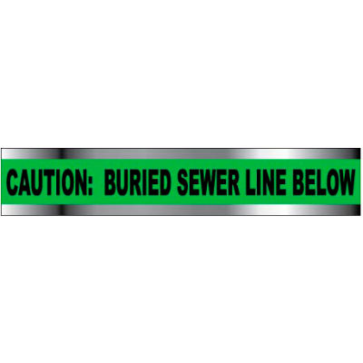 Detectable Underground Warning Tape - Caution Buried Sewer Line Below - 6"W