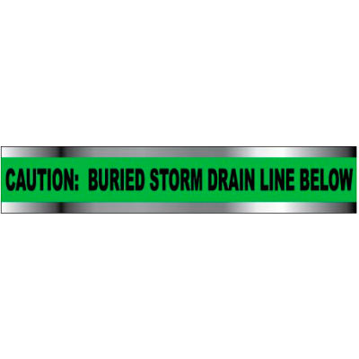 Detectable Underground Warning Tape - Caution Buried Storm Drain Below - 6"W
