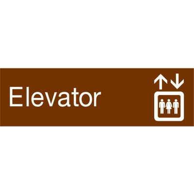 Engraved Sign - Elevator - Brown