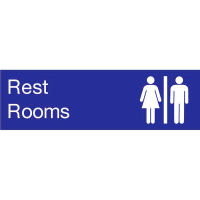Engraved Sign - Rest Rooms - Blue